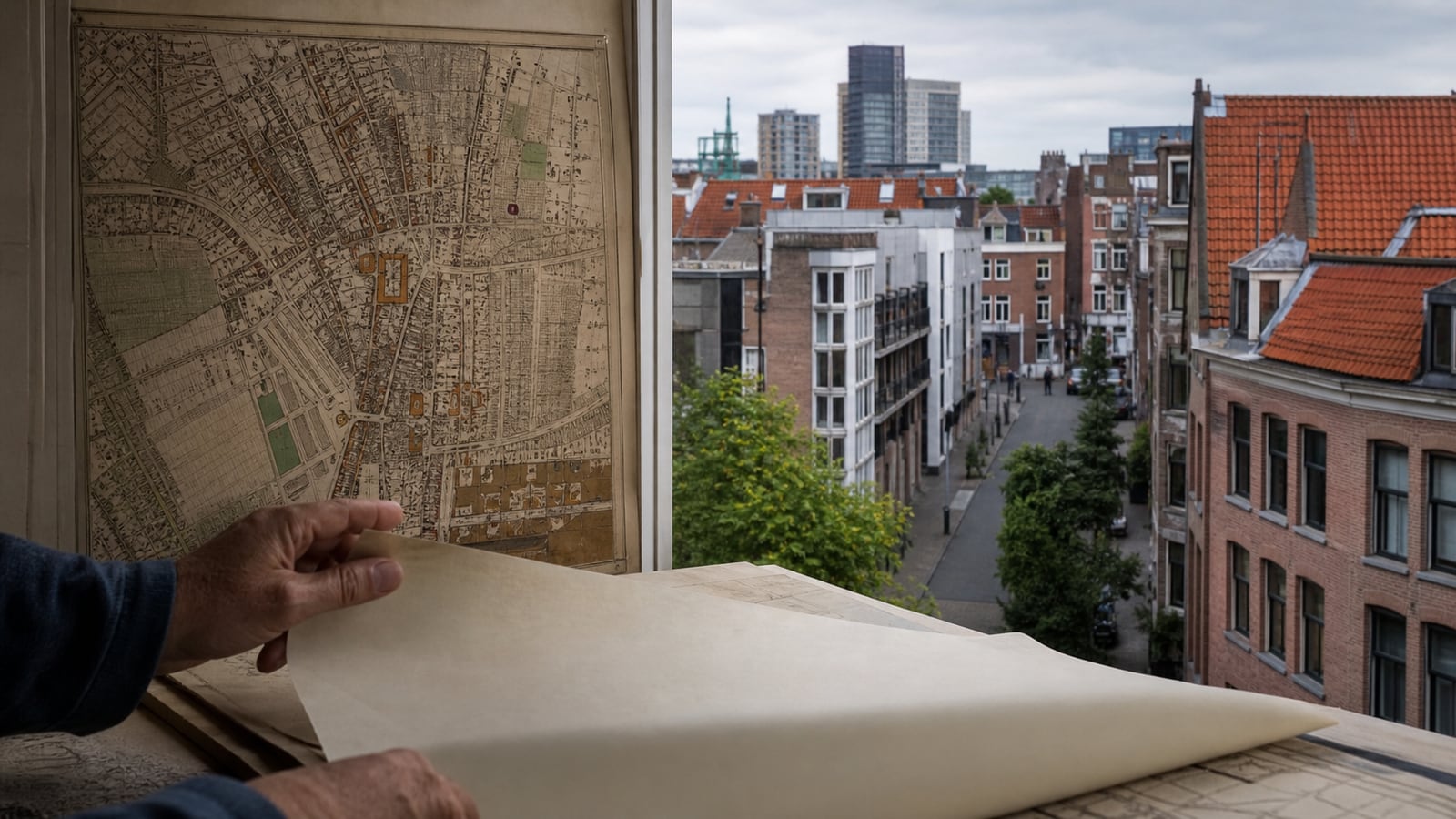 Historische en moderne kaarten van een Nederlandse buurt